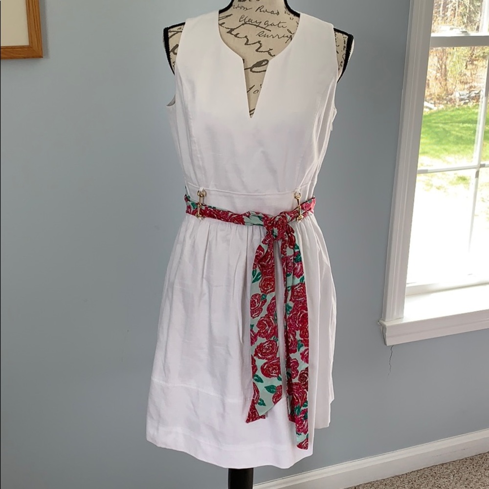 Vineyard Vines Run for the Roses White Sash Dress